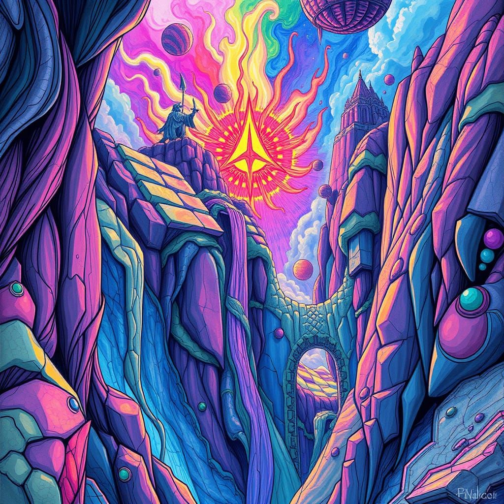 Mystical Mana Realm in Vibrant Pencil Art