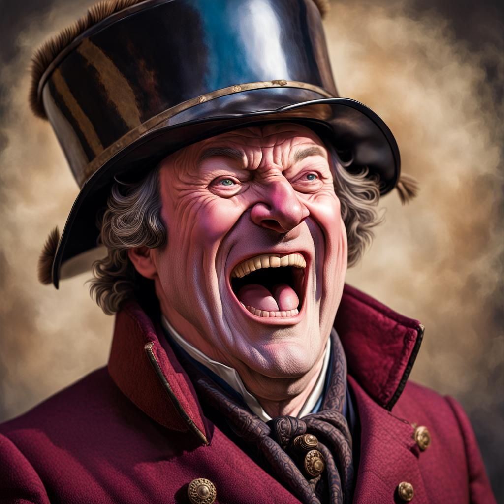 Laughing British Bobby in Hyperrealistic Digital Art