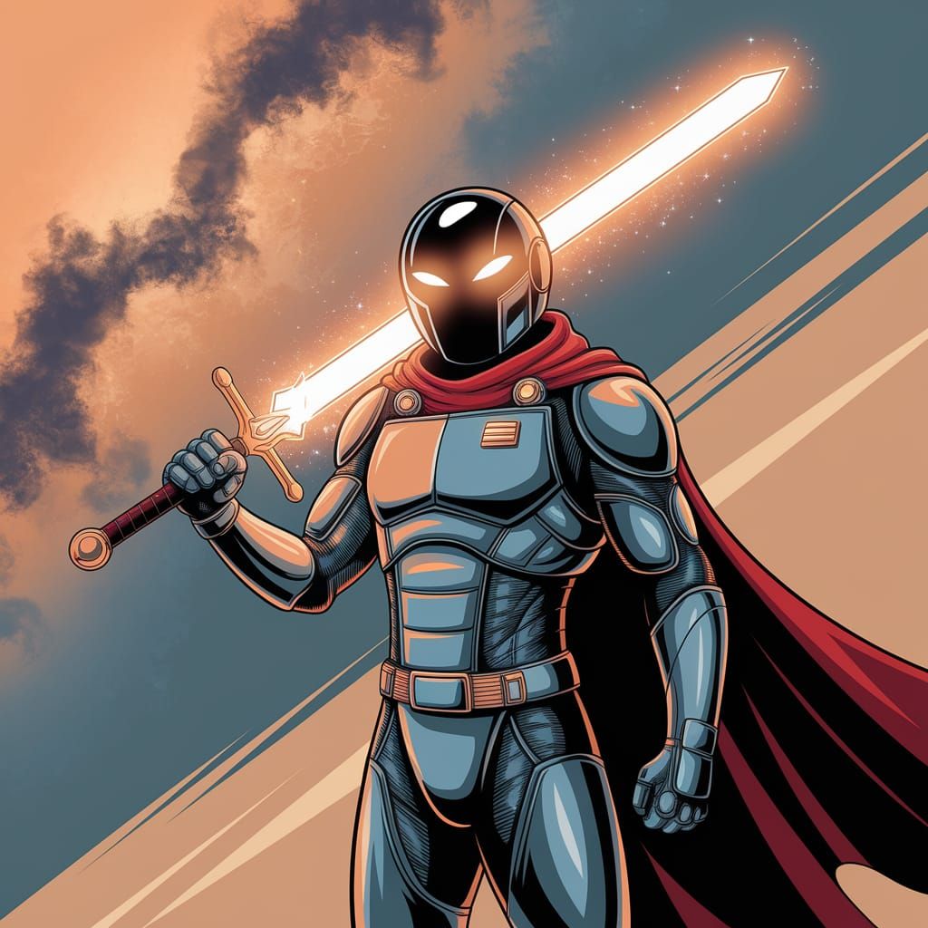 Sleek Space Warrior Basks in Nebulae Glow