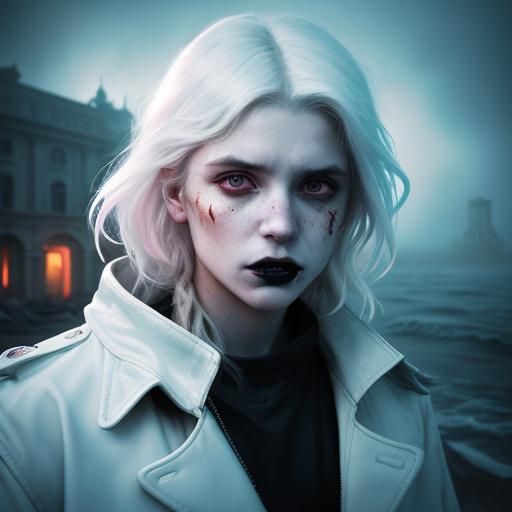 Explosive Vampire Scene with Neon Lights