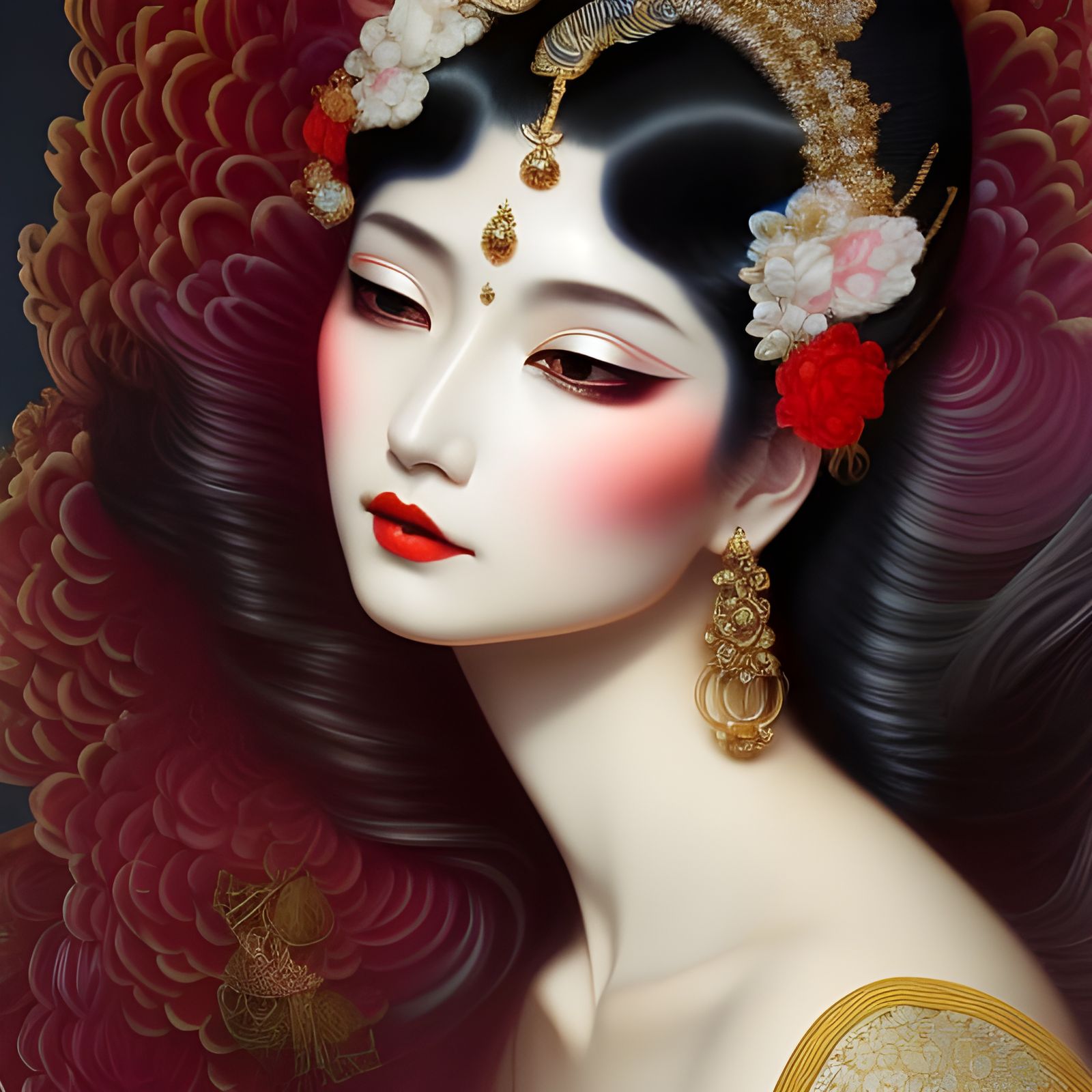 Retro Girl Portrait in Japanese Art Style