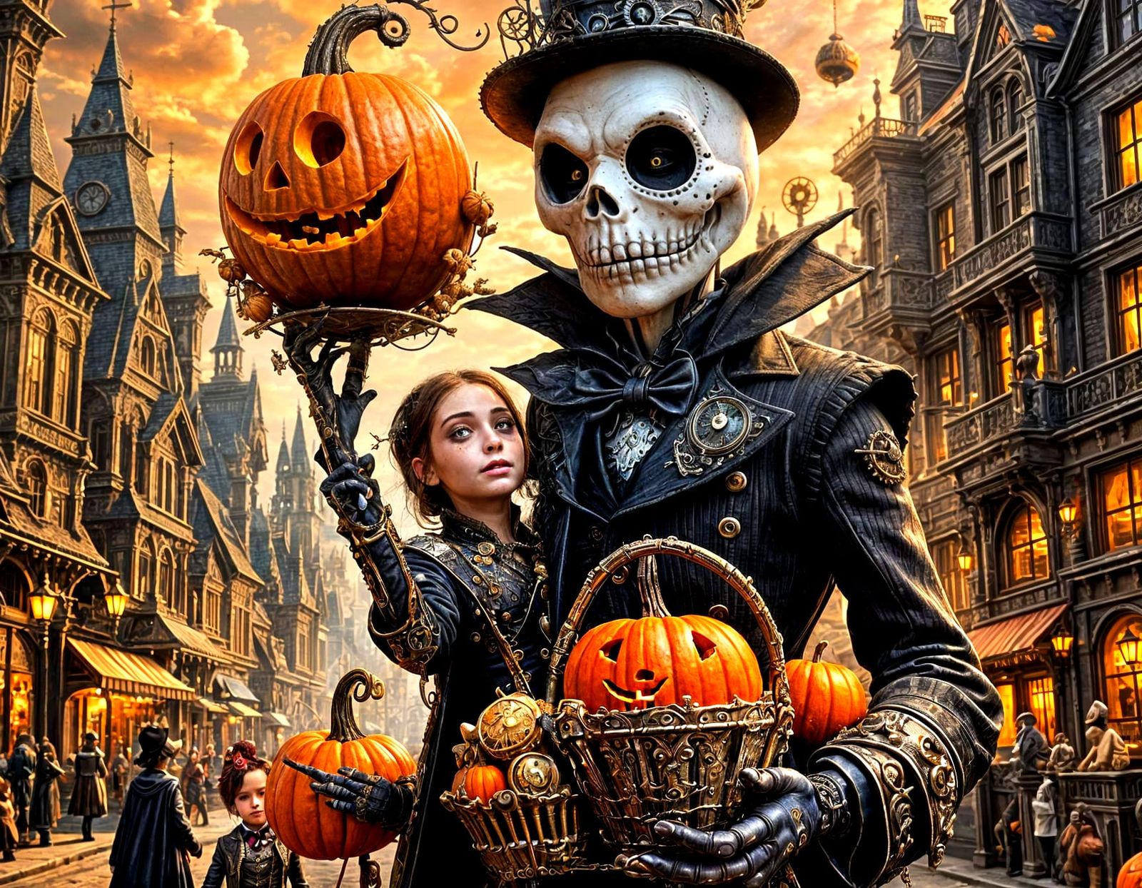 Steampunk Jack Skellington Portrait in Art Nouveau Style