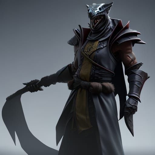 Anthro Lizard Cultist Chanting: Dark Fantasy Concept Art