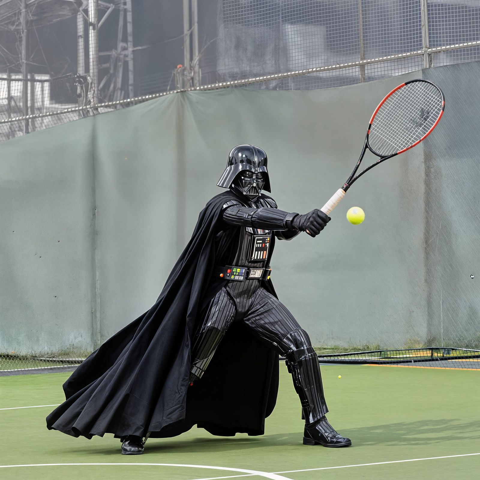 Darth Vader on the Tennis Court in Epic Martial Arts Costume