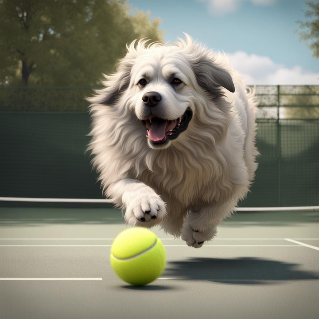 Fluffy Dog Fetching Ball in Hyperreal 3D Animation