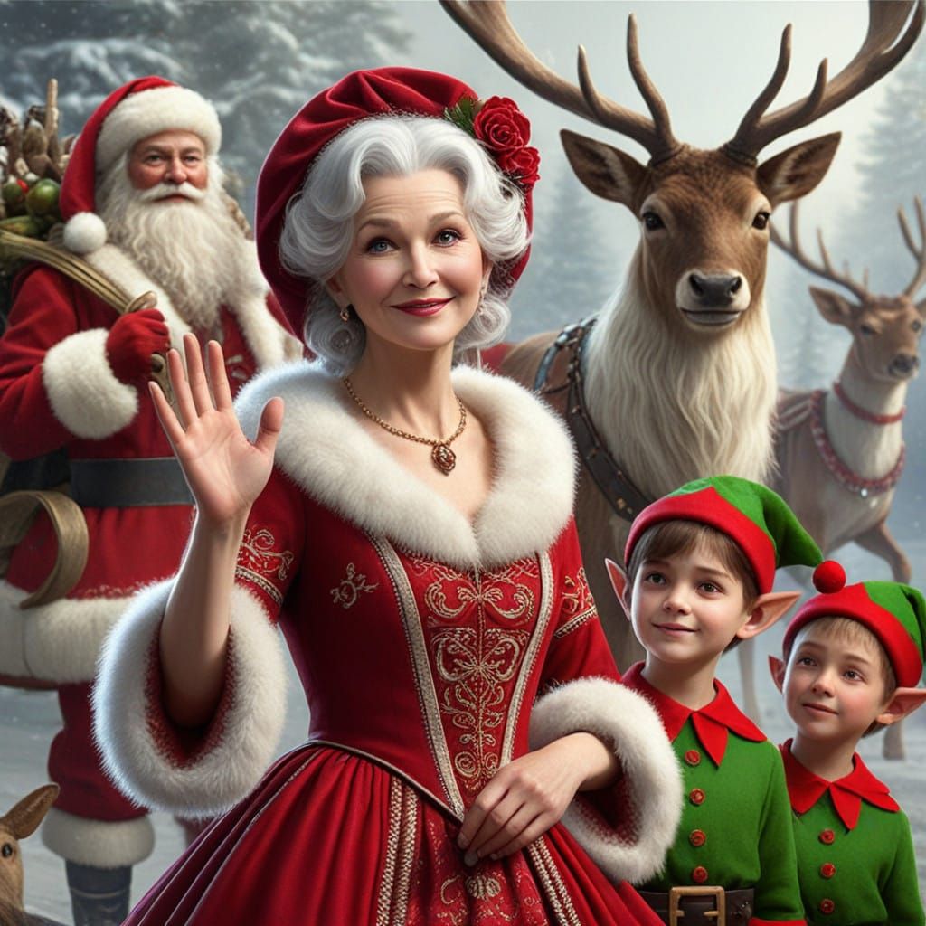 Merry Christmas: A Heartwarming Scene with Santa's Wife and....