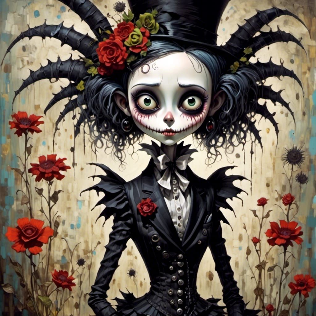 Whimsical Gremlin in Bioluminescent Cave