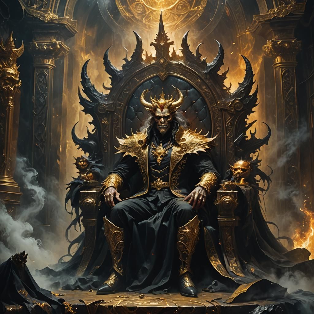 Regal Demon King Mammon in Dark Fantasy Concept Art