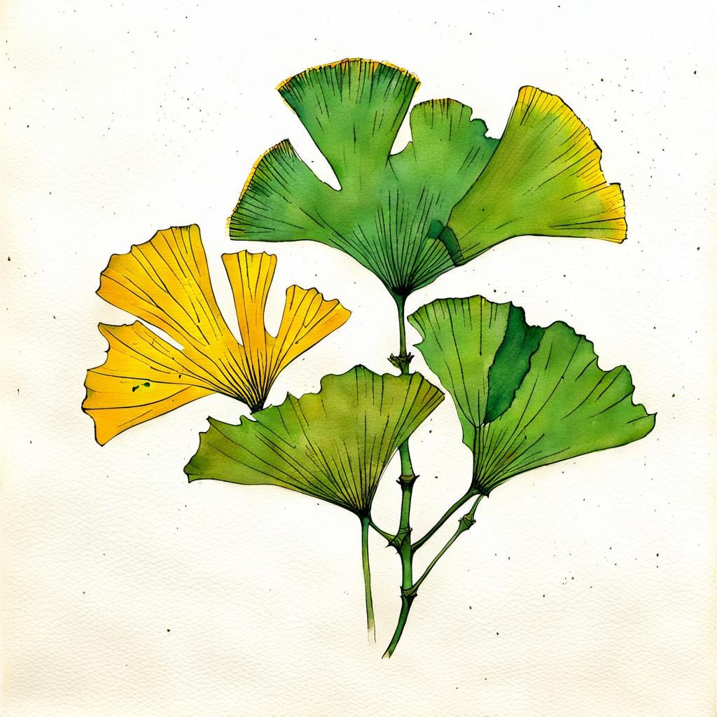 Vintage herbarium page gingko