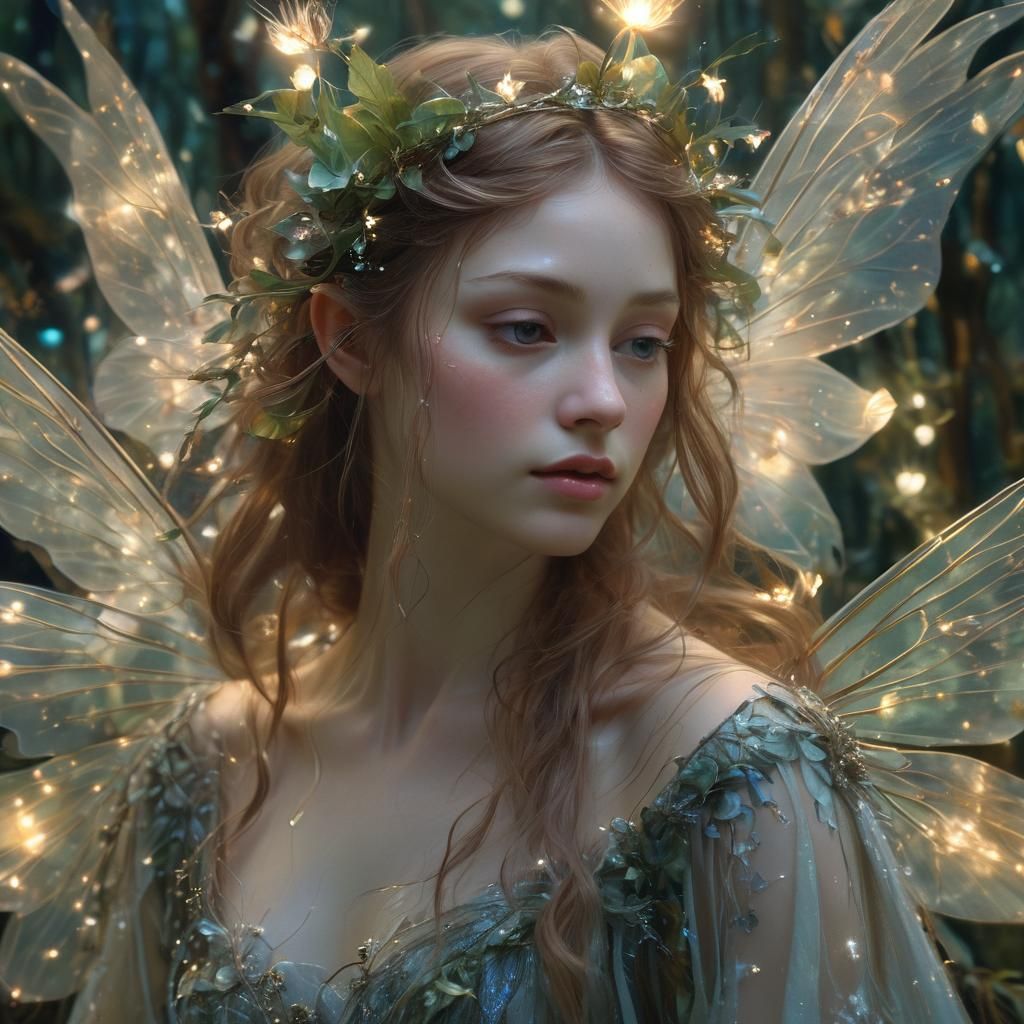 Ethereal Fairy Portrait in Magical Forest