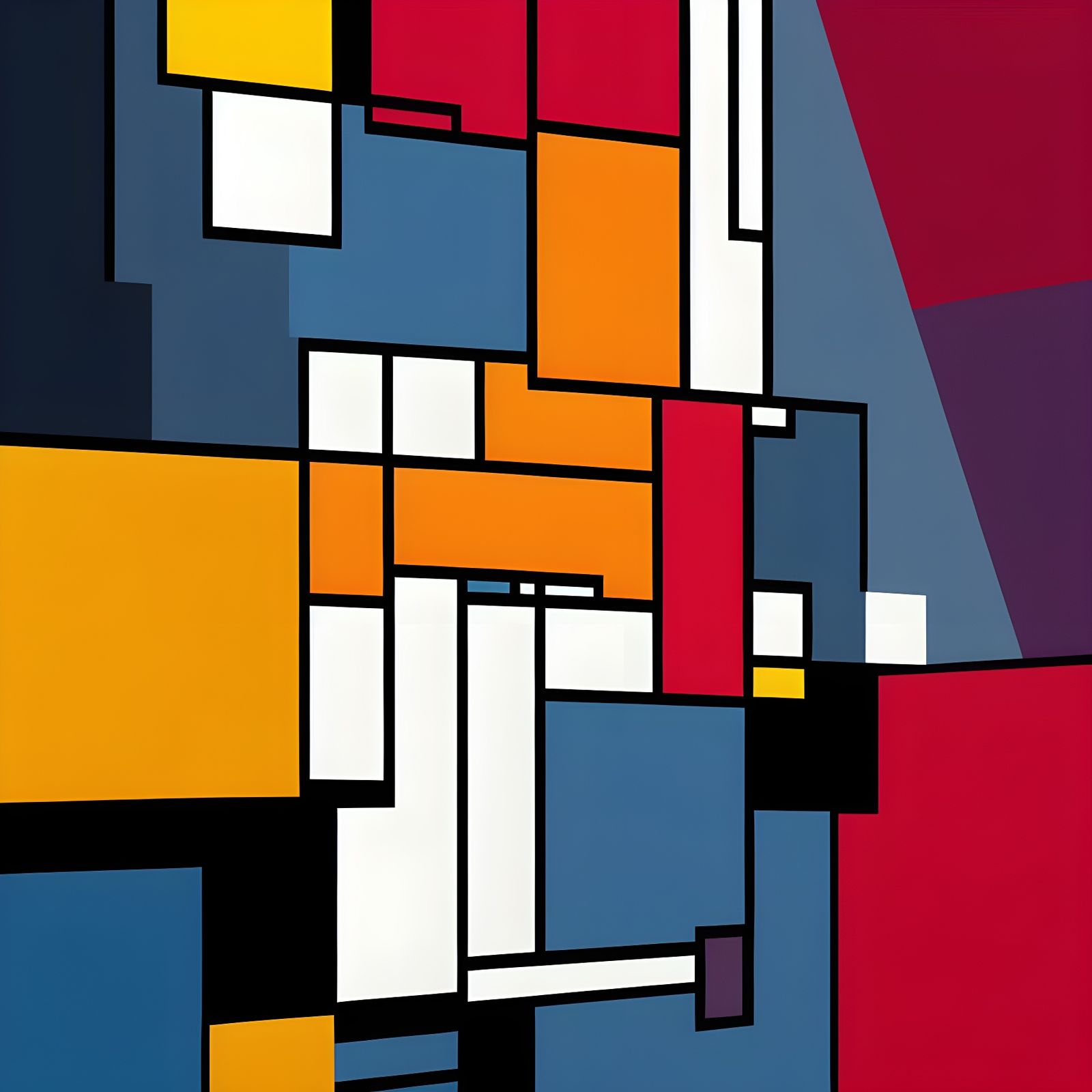Abstract Expressionism Inspired by Mondrian in Digital Art