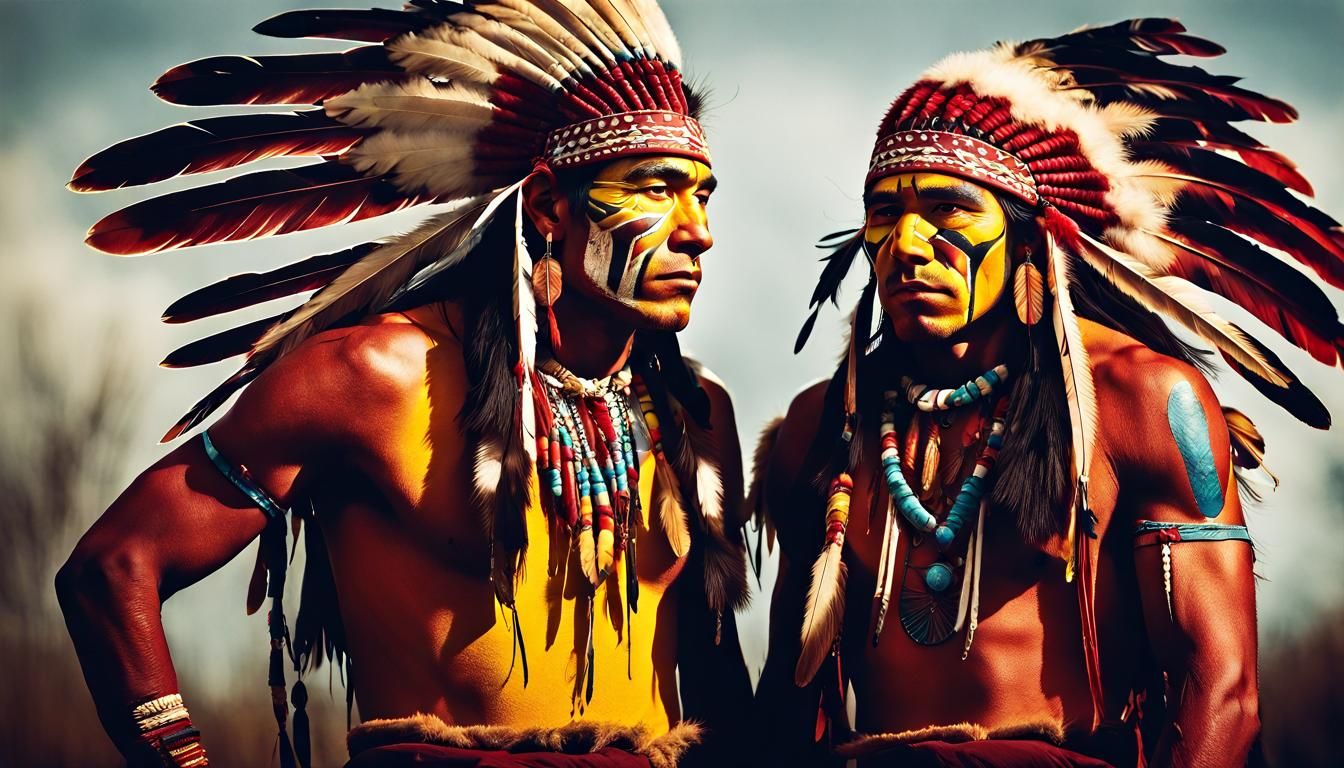 Native American Twins: Shamanic Warriors in Face Paint
