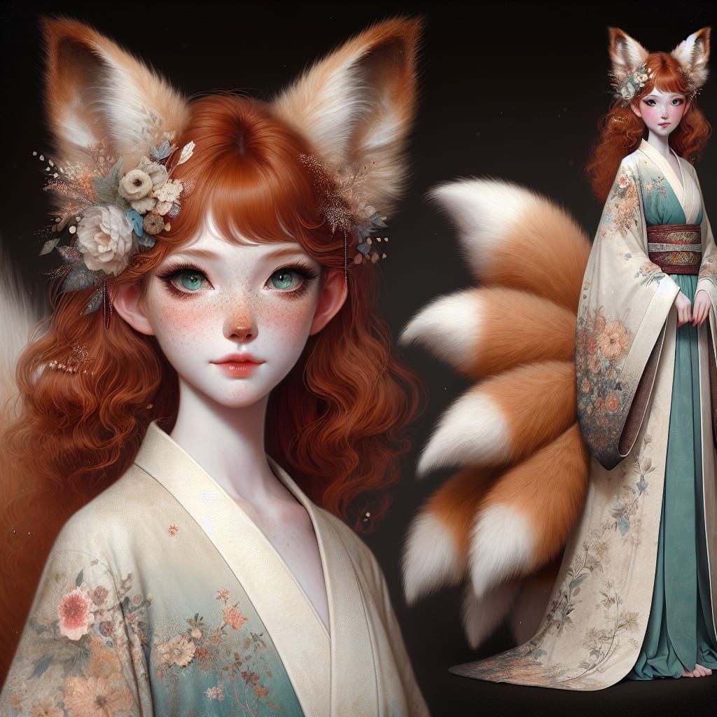 Enchanting Fox-Girl with Nine Tails