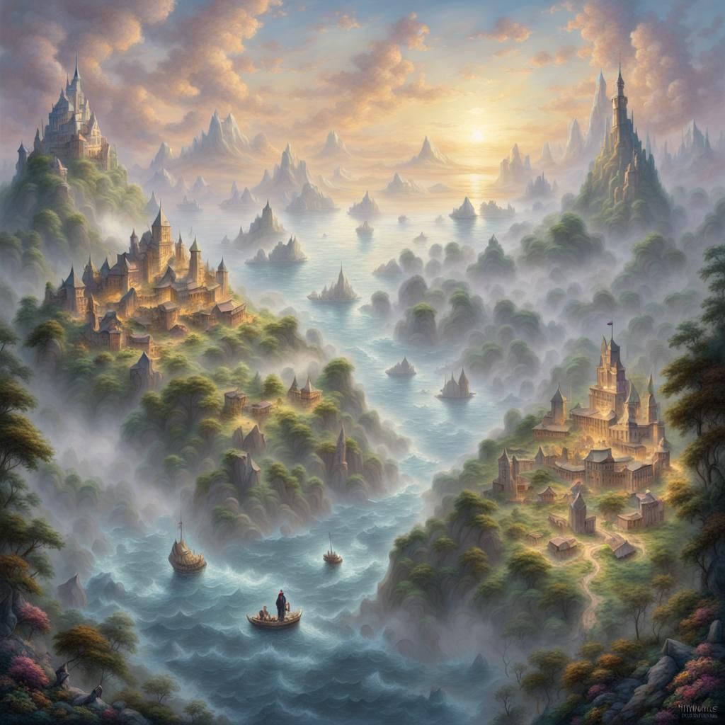 Detailed Fantasy Map of Imaginary World