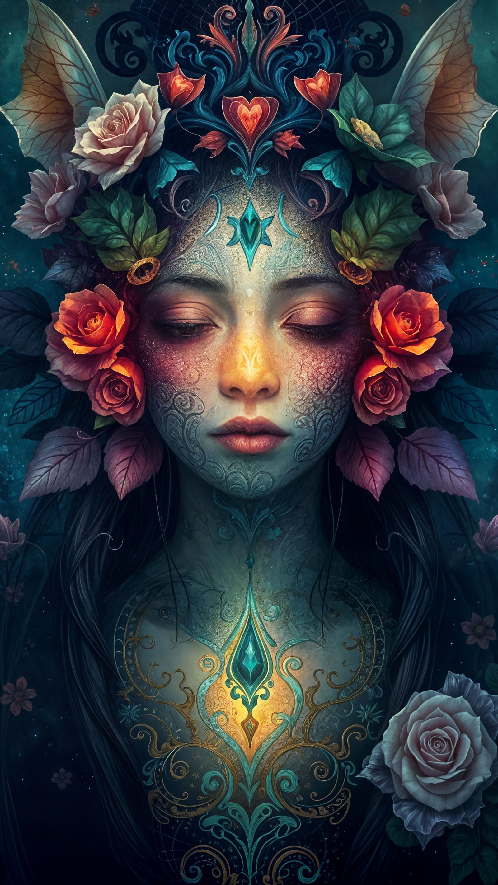 Serene Guidance in Symmetrical Fantasy Art