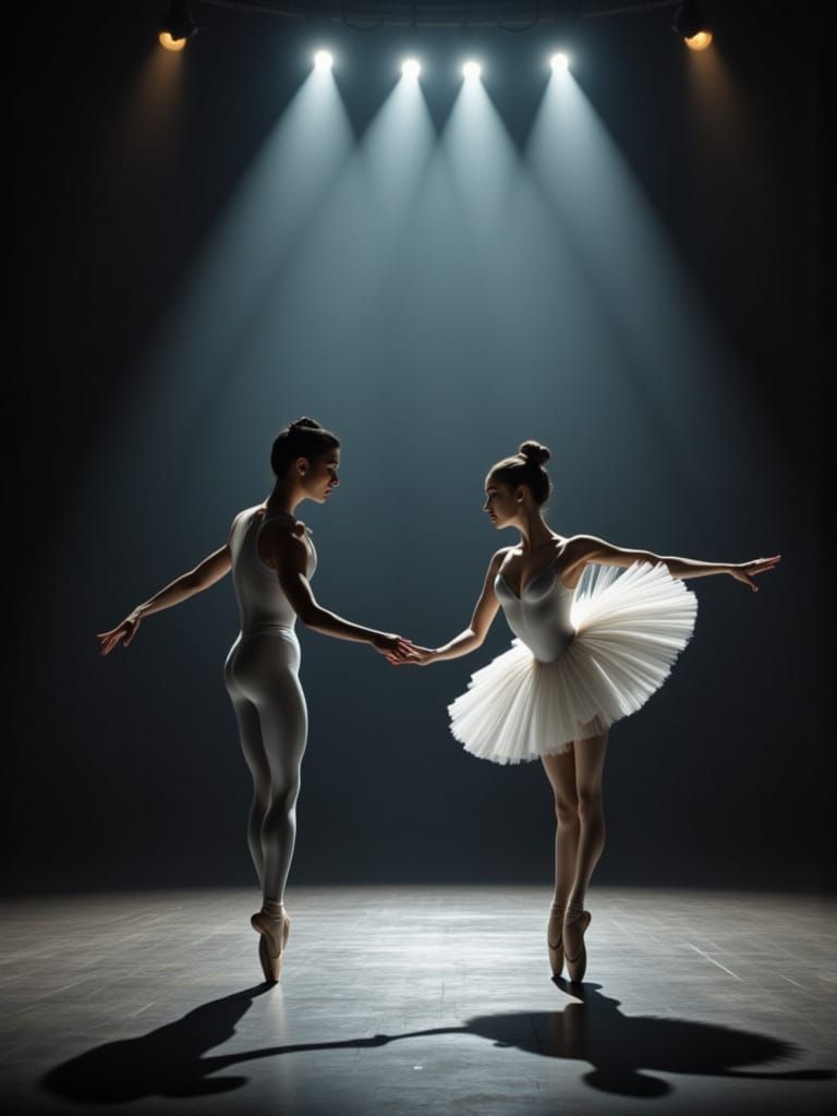 Ballerinas Dance Passionate Love Scene on Empty Stage