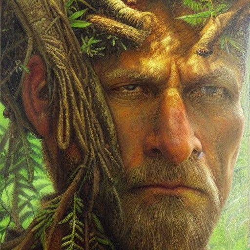 Forest God Portrait in Oil Painting Style