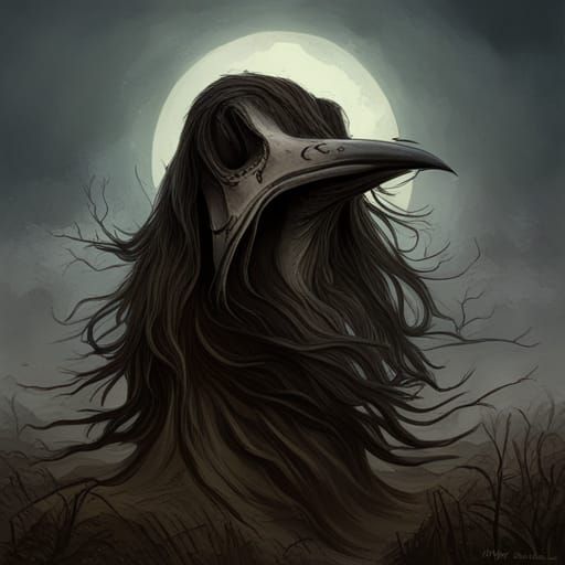 Dramatic Crow Skull in Gothic Horror Style