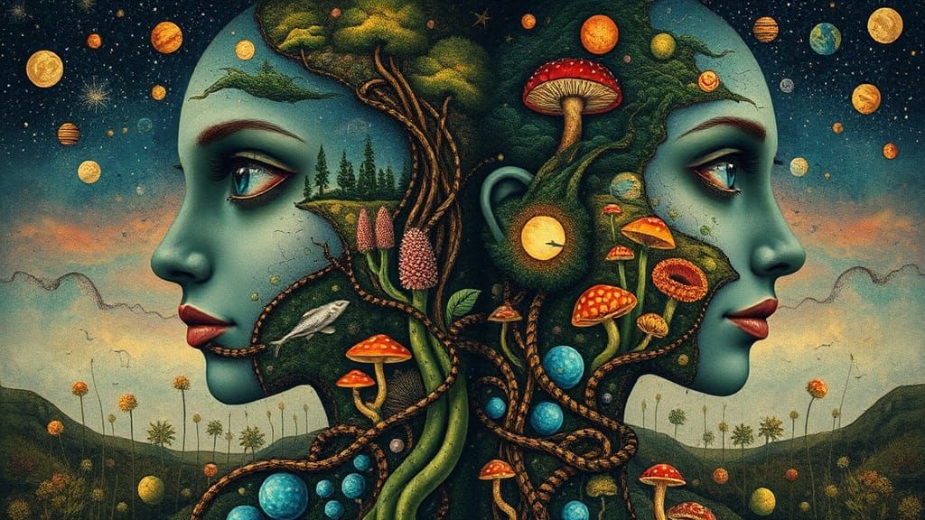 Ethereal Mindscapes Intertwined: Surreal Concept Art