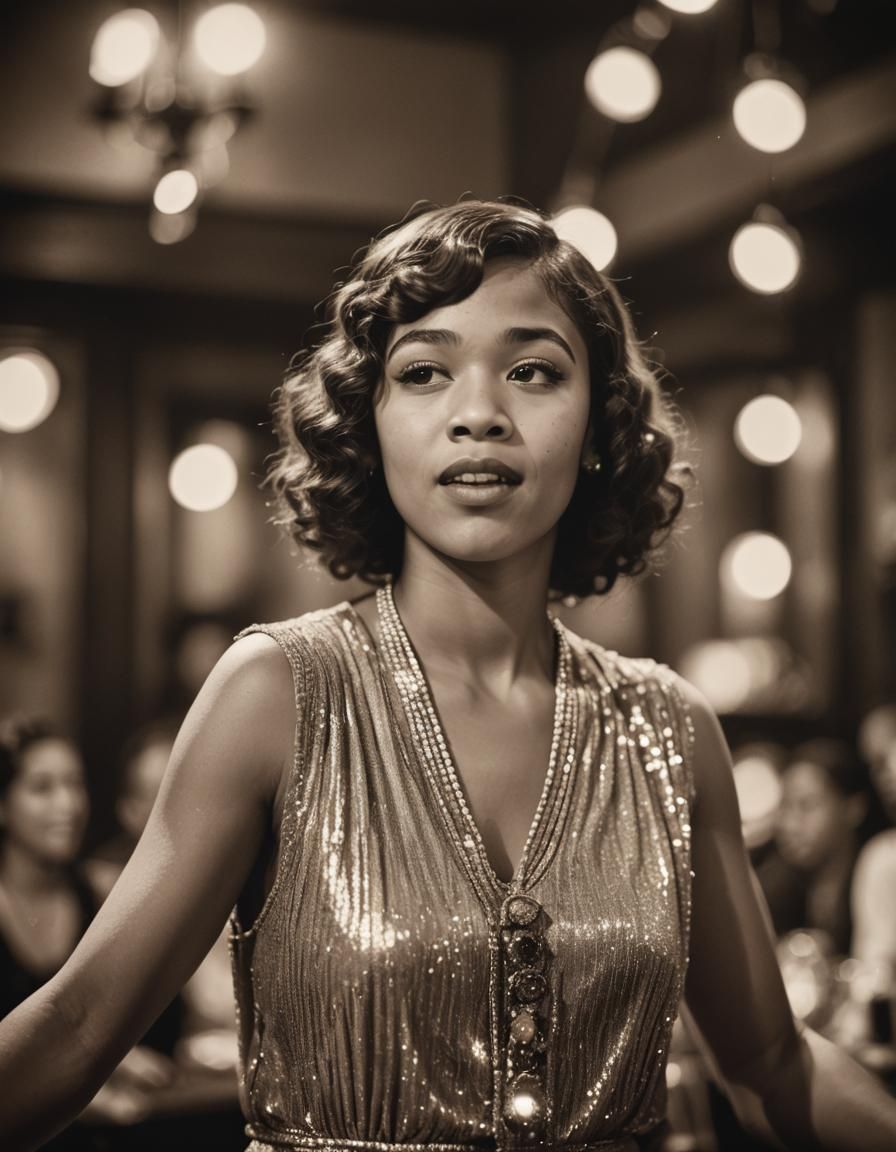1920s Speakeasy Singer in Sepia Tone