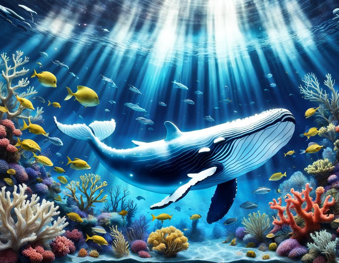 Cosmic Glass Whale in Ethereal Reef