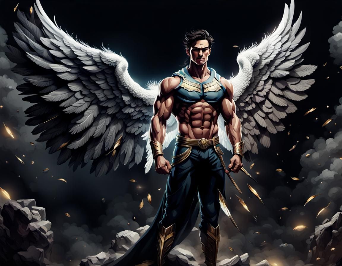 Striking Winged Couple Illustration in Bold Colors