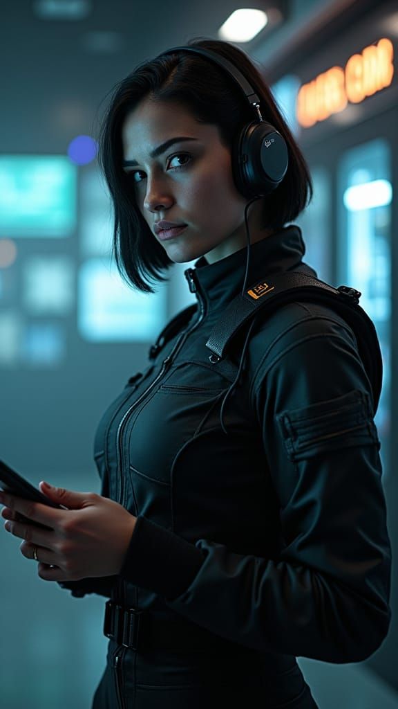 Anna Grimsdottir Portrait in High-Tech Command Center