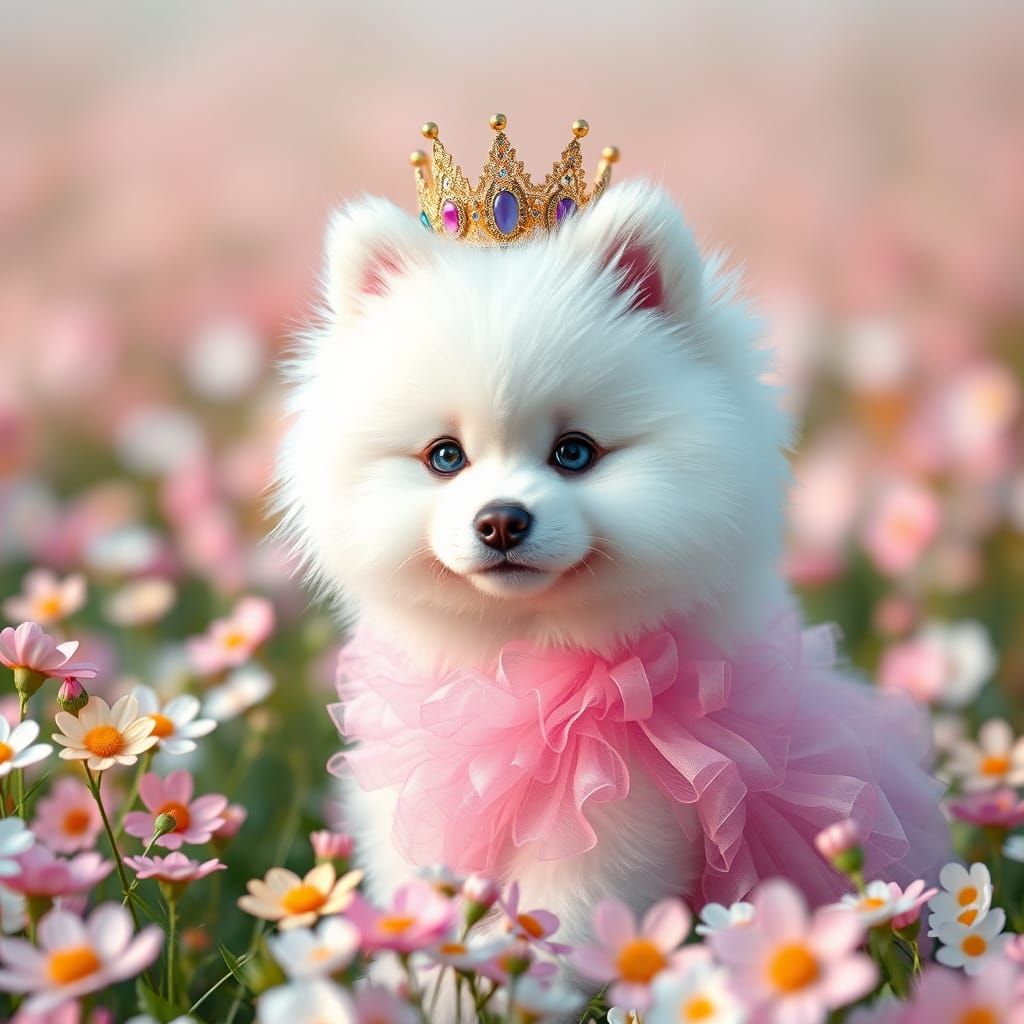 Samoyed Dog in Tutu, Digital Art Inspired by Artstation