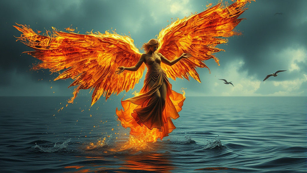 Fiery Gothic Angel in Hyperrealistic Style