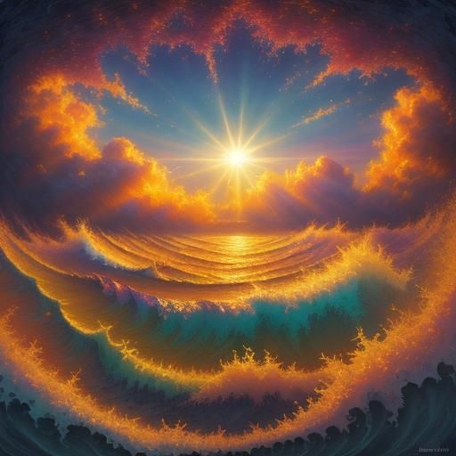 Blissful Sunrise: Abstract Fractal in Expressionist Style