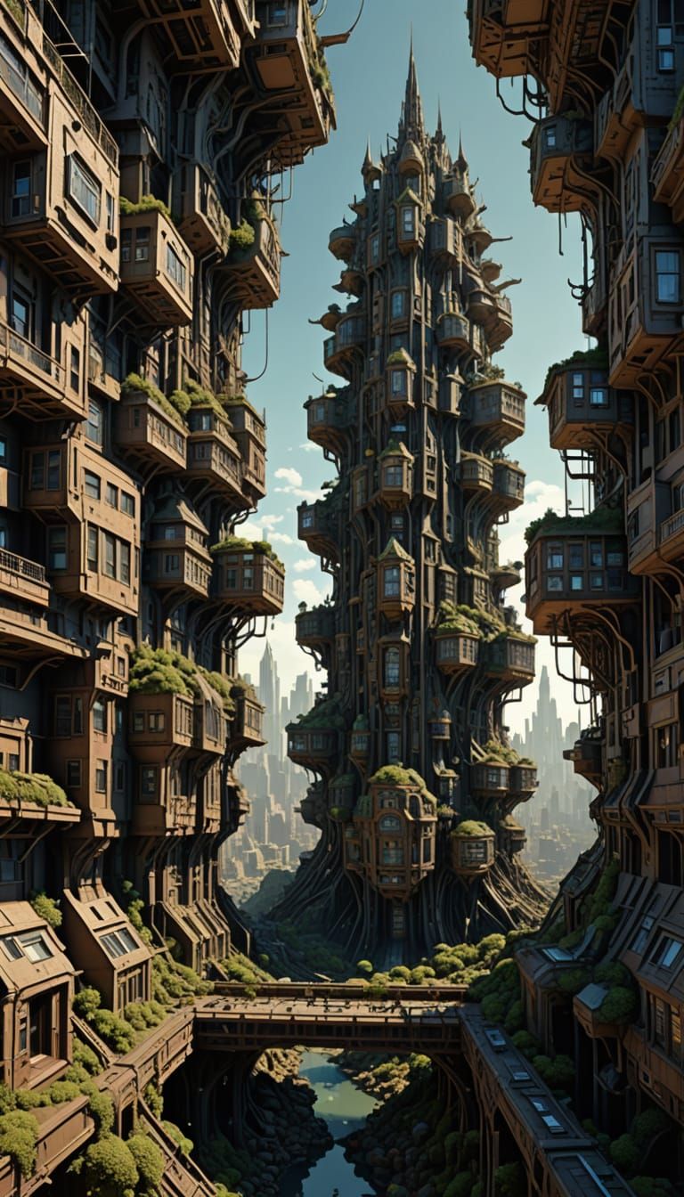 Cyberpunk Megastructure in a Futuristic Cityscape