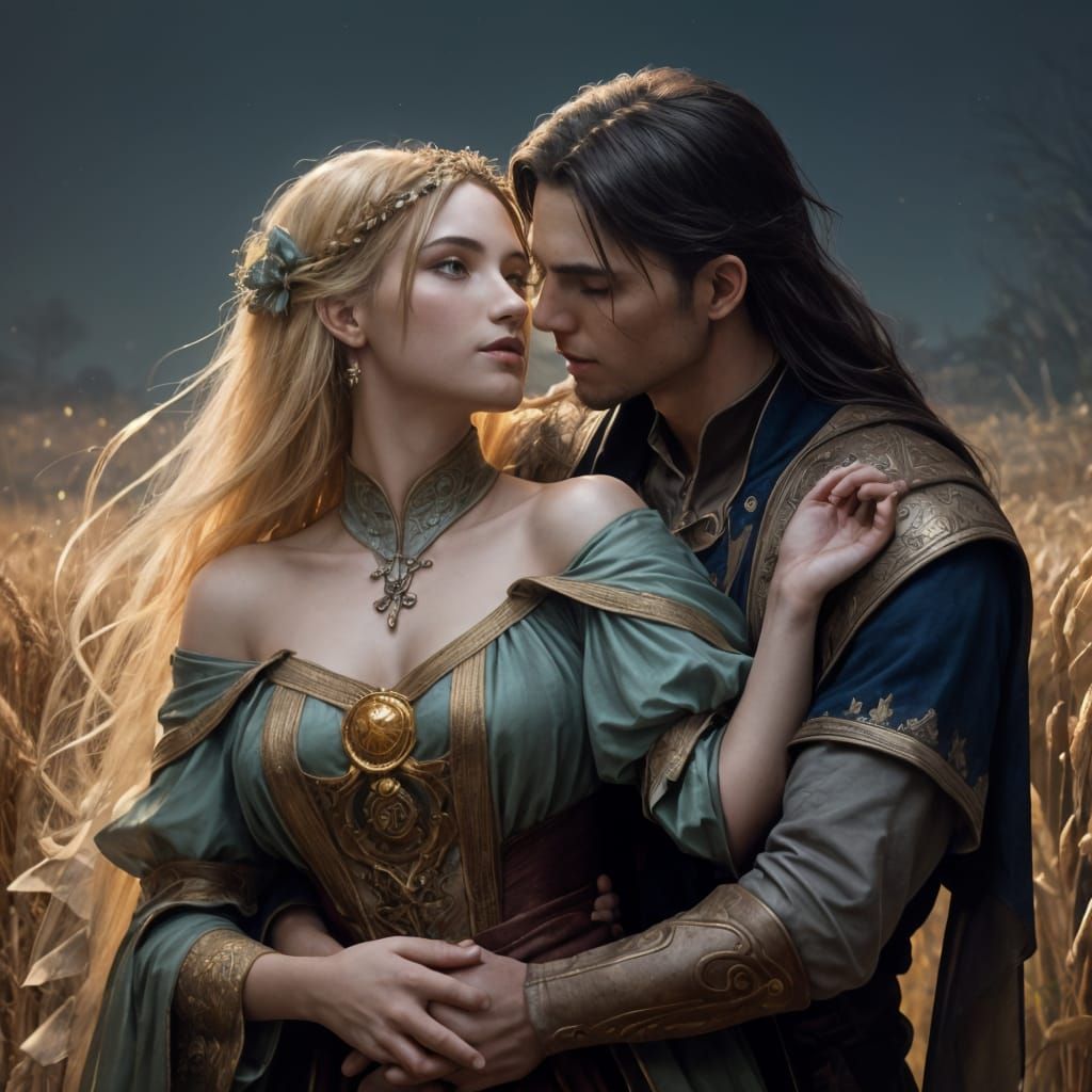 Vampire's Embrace in Moonlight: Gothic Concept Art