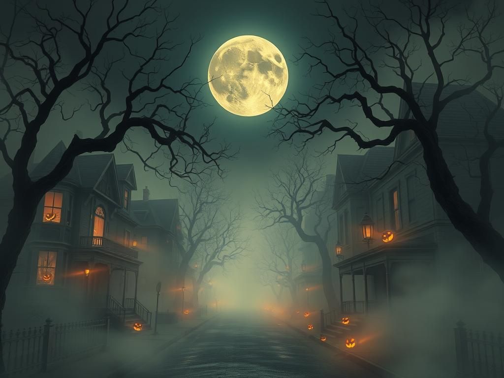 Ethereal Fog-Shrouded Victorian Street at Night