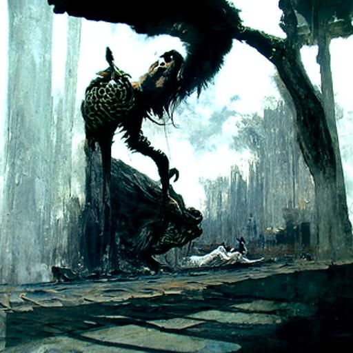 Wild Horror Creature in Gothic Style