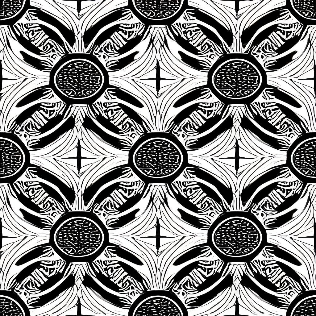 Rhythmic Flowline Pattern in Black and White
