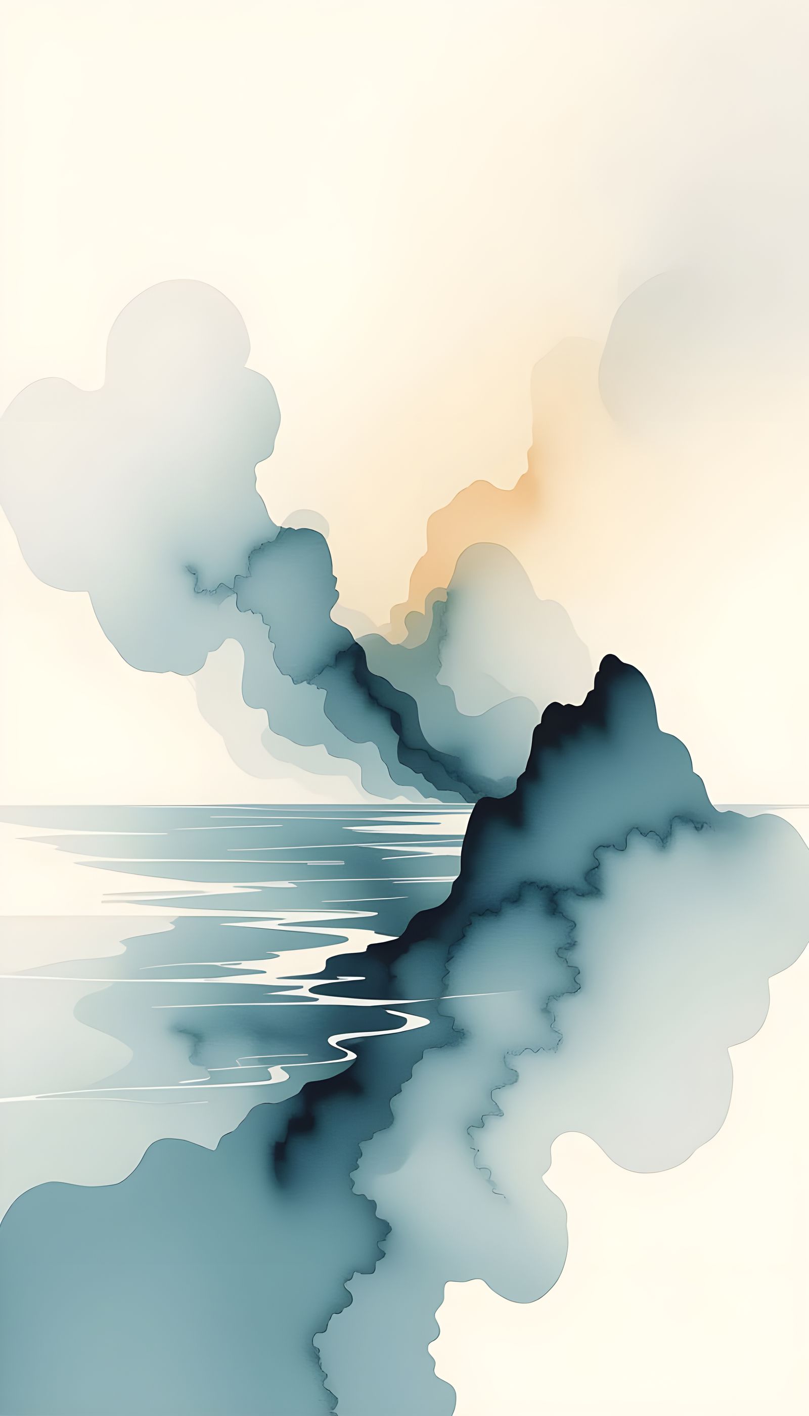 Minimalist Ocean Scene with Clean Lines and Open Space