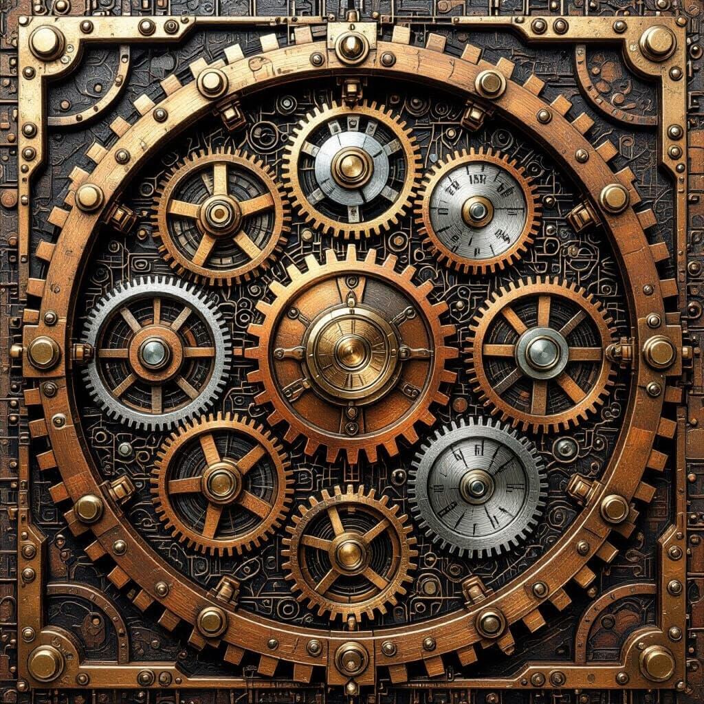 Steampunk Zentangle: Gears and Cogs in Metallic Colors