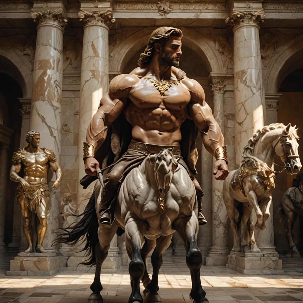 Centaur in Roman Ruins with Chiaroscuro Lighting