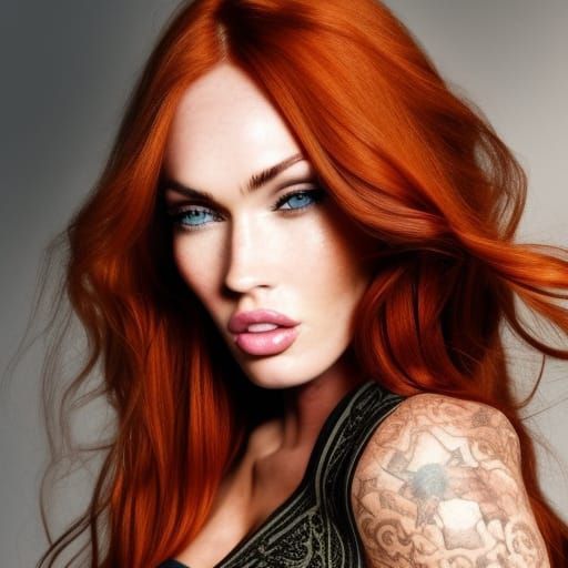modelshoot style, a medium shot photo of a beautiful female servant redhead Megan Fox