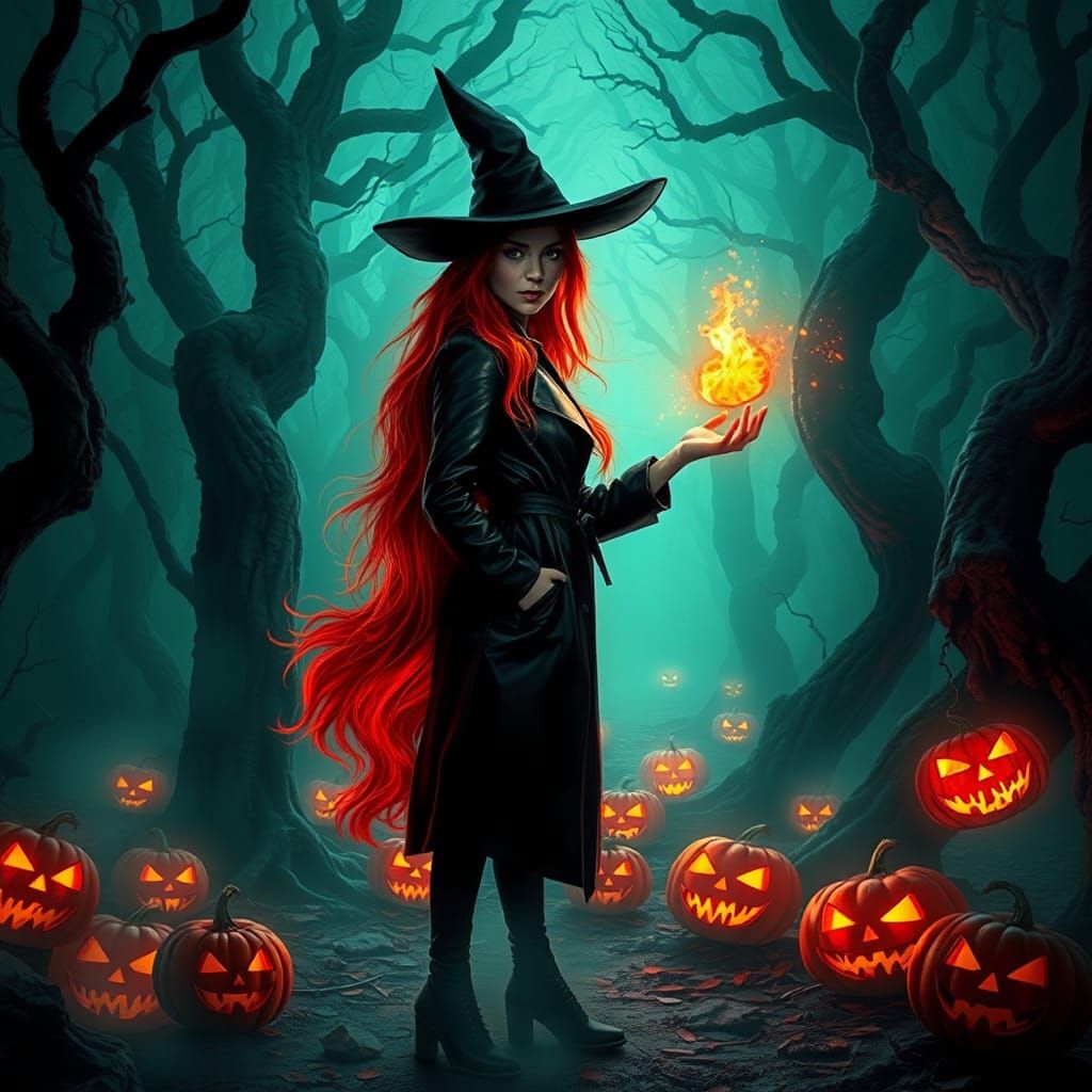 Neon Witchcraft: A Dystopian Forest Scene