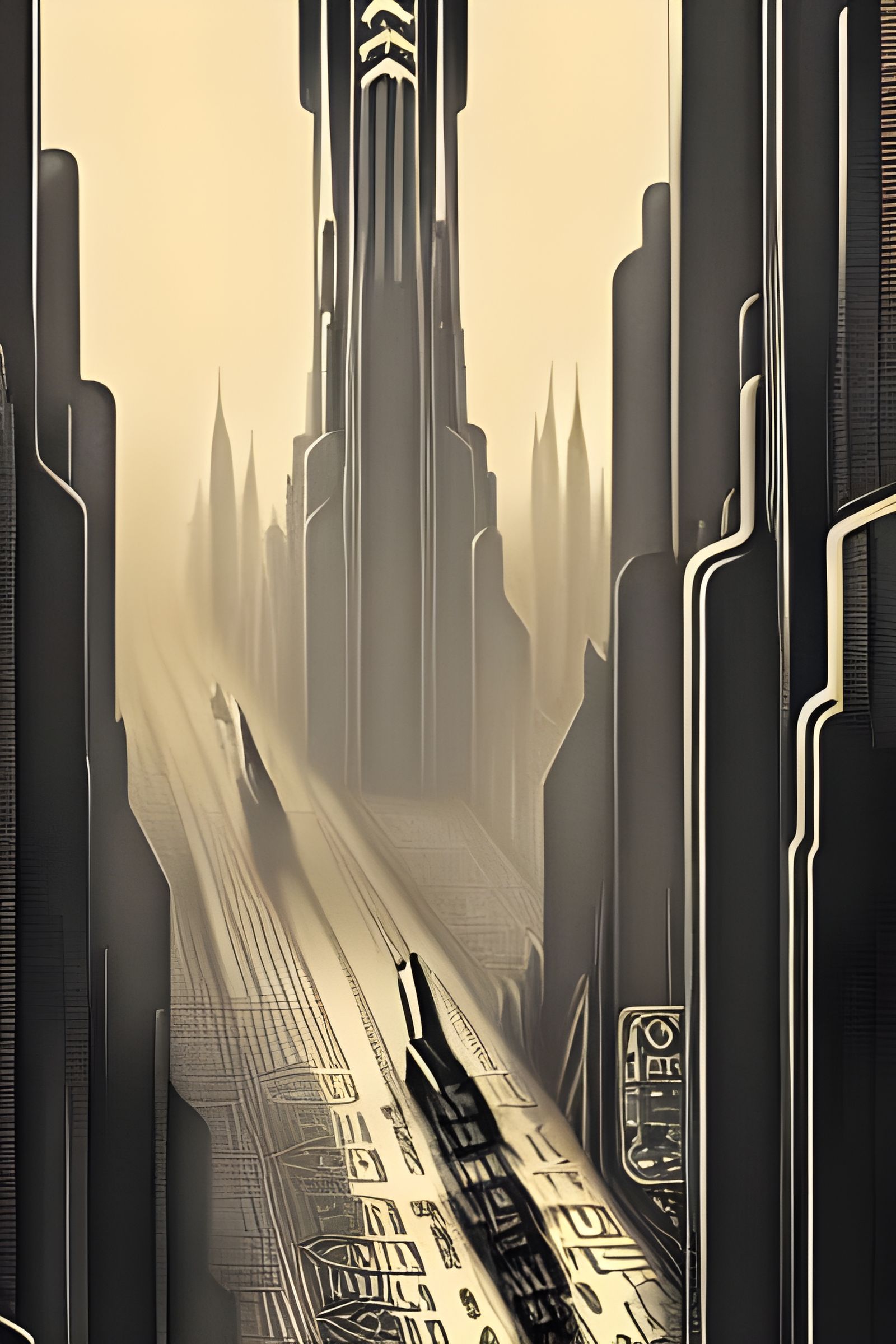 Retro-Futurist Metropolis with Animal Robots in Art Deco Sty...