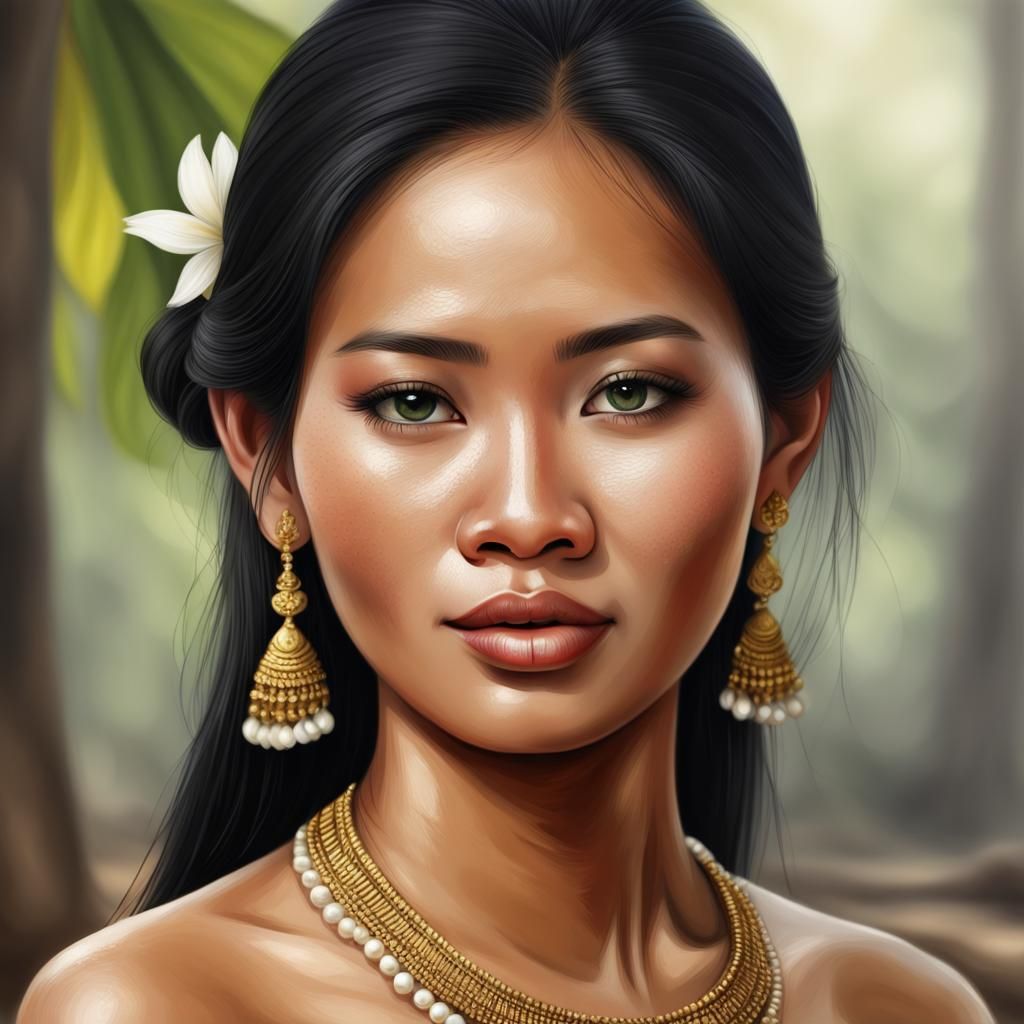 Realistic Portrait of a Beautiful Cambodian Woman