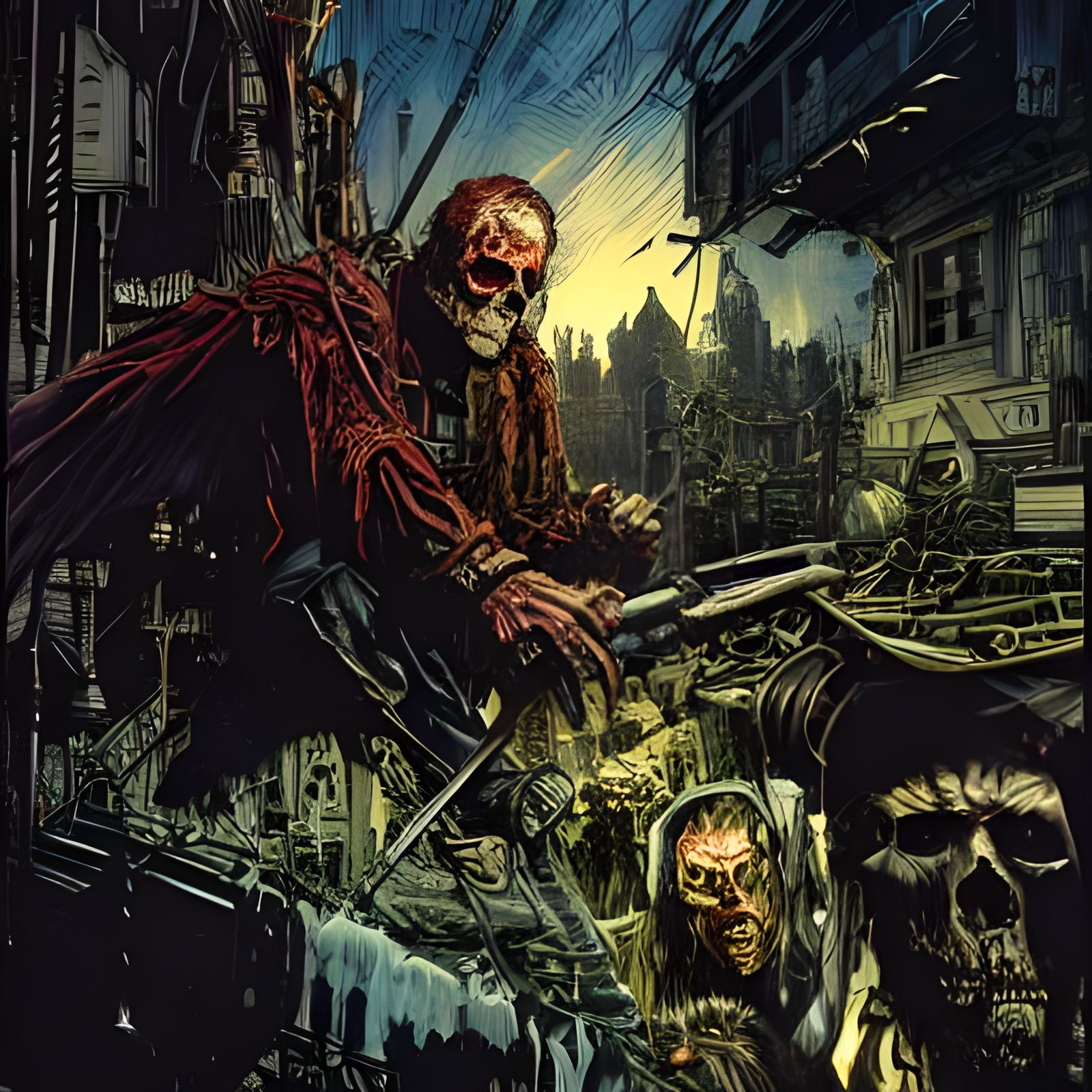 Gothic Cyberpunk Horror Art in Wrightson Style