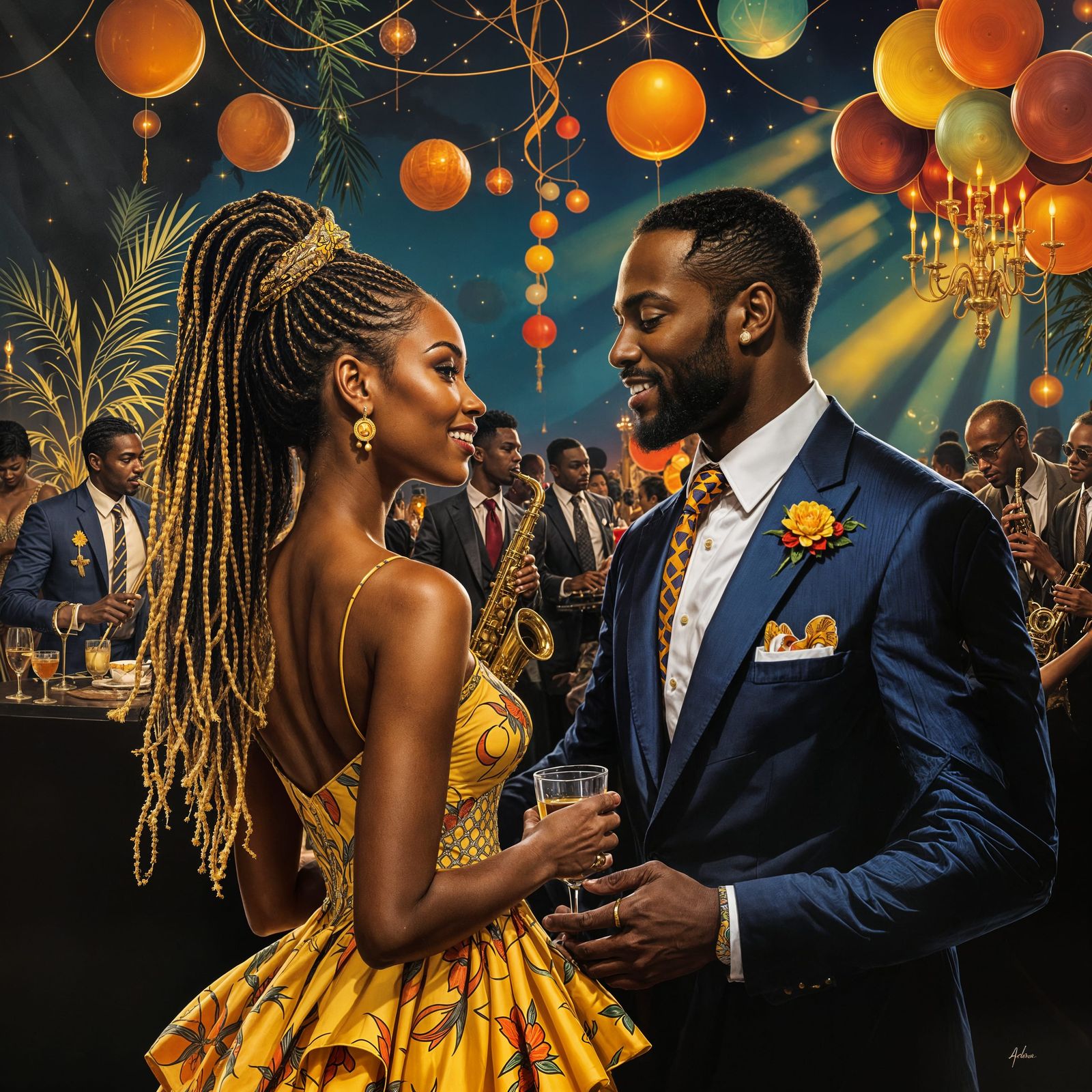 Elegant African Couple Enjoys a Night Out in Style