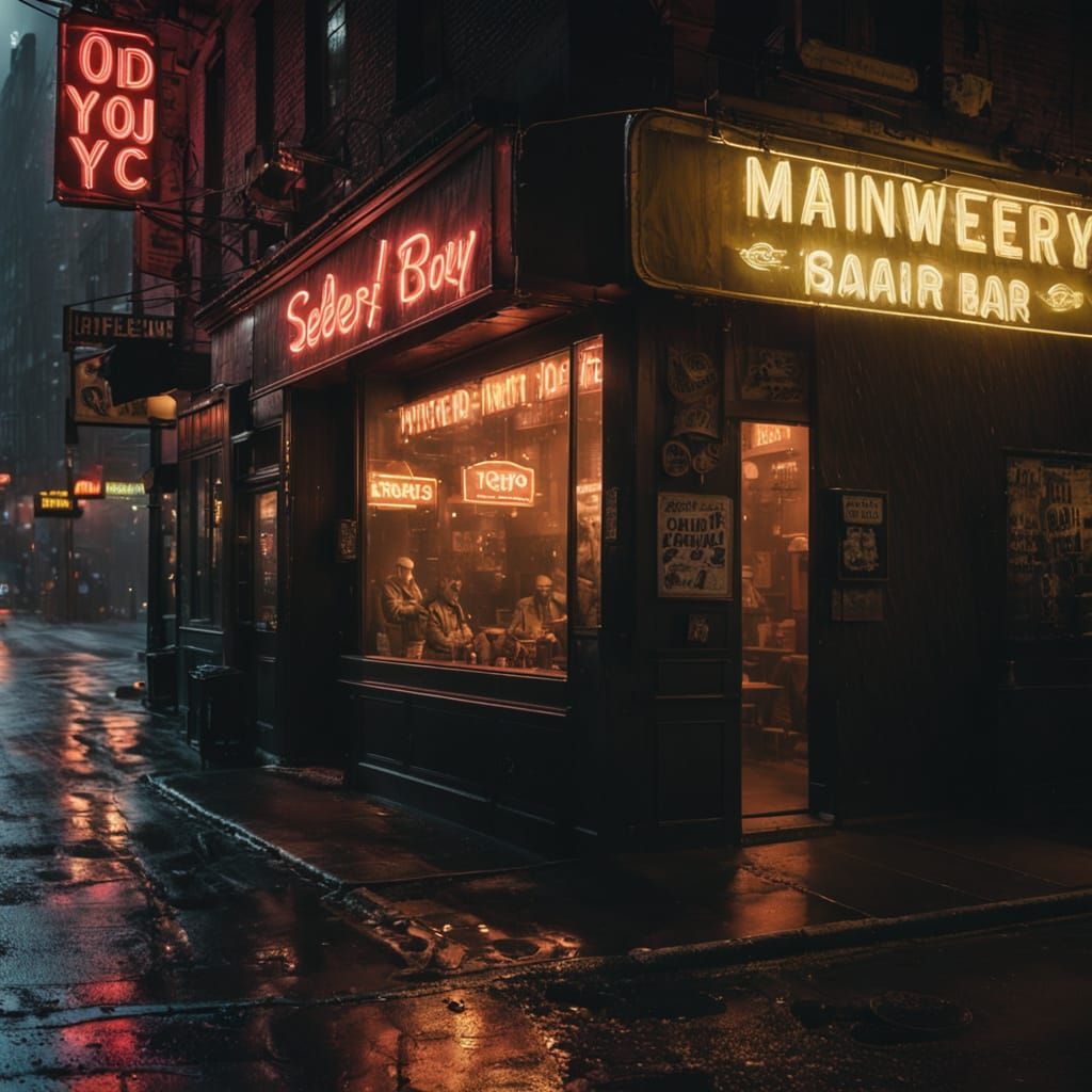 Film Noir: Seedy Bar in Old Bowery, NYC
