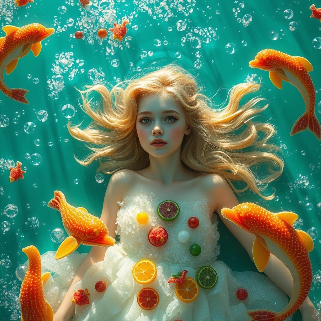 Dreamlike Soda Sea with Candy Creatures