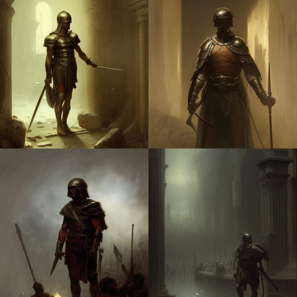 Horror Roman Soldier Art Inspired by Doré and Rutkowski