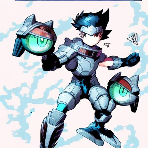 Astro Boy as Mega Man X in Anime Style