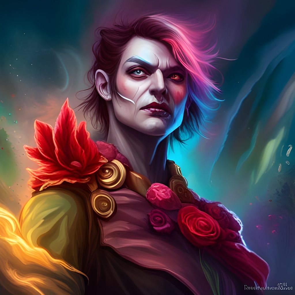 Flower Mutant Cult Leader in Ethereal Fantasy Style