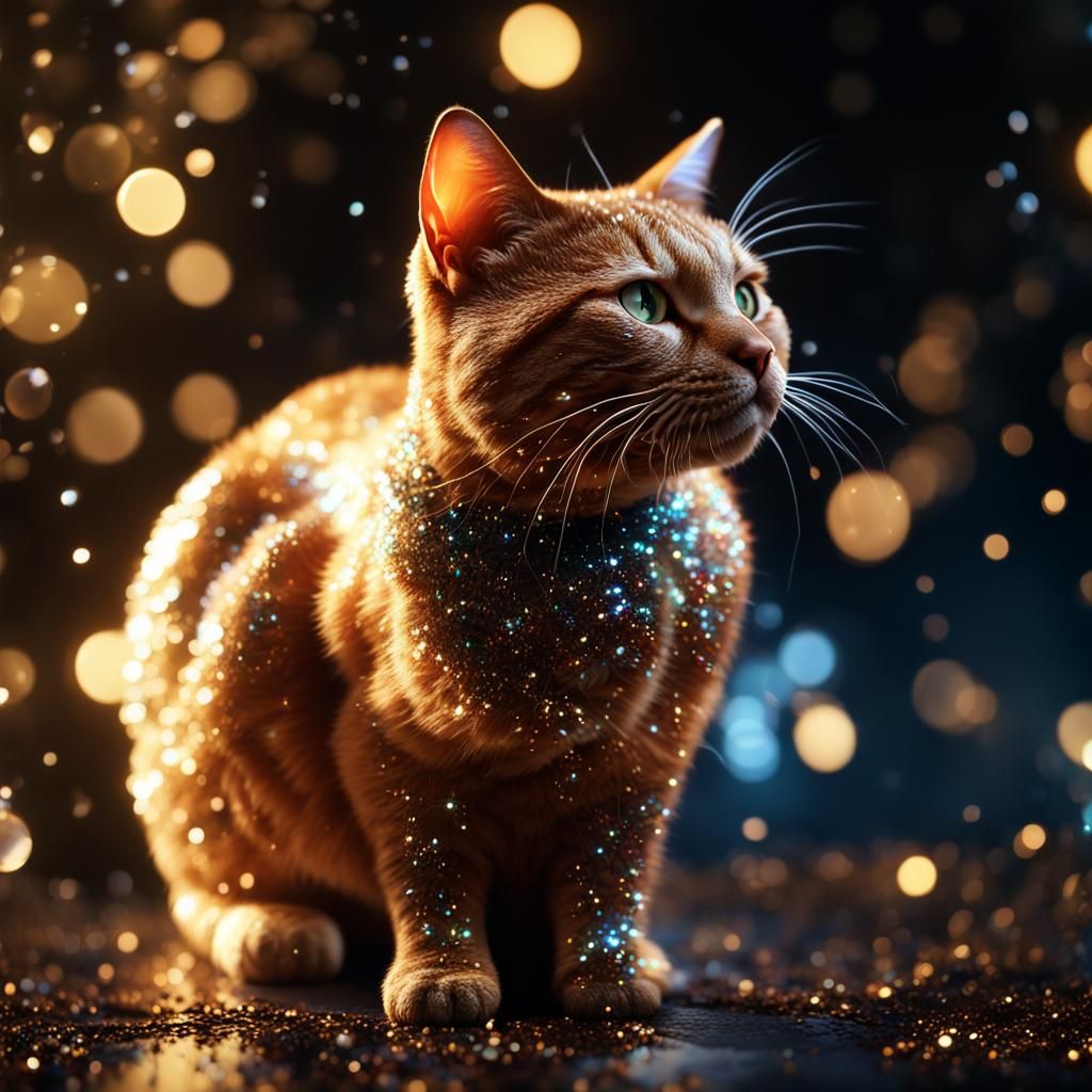 Glittering Ginger Cat Profile in Detailed Matte Painting